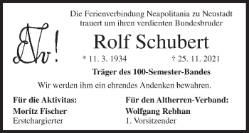 Anzeige von Rolf Schubert von MGO