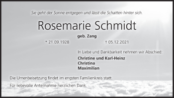 Anzeige von Rosemarie Schmidt von MGO