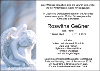 Anzeige von Roswitha Geßner von MGO