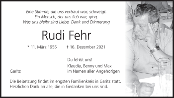 Anzeige von Rudi Fehr von MGO