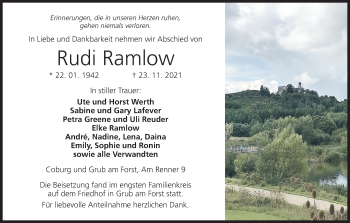 Anzeige von Rudi Ramlow von MGO