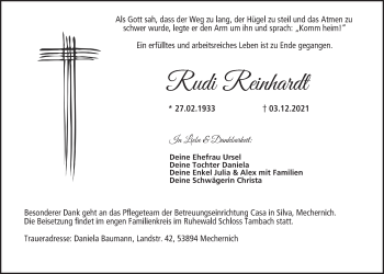 Anzeige von Rudi Reinhardt von MGO