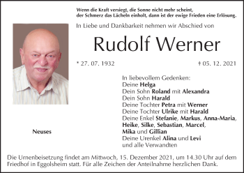 Anzeige von Rudolf Werner von MGO