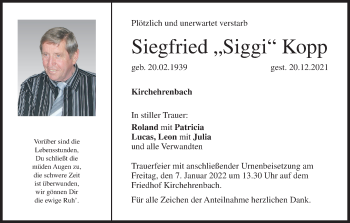 Anzeige von Siegfried Kopp von MGO