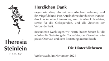 Anzeige von Theresia Steinlein von MGO