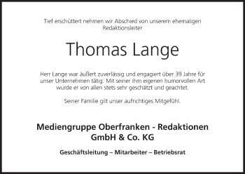 Anzeige von Thomas Lange von MGO