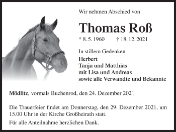 Anzeige von Thomas Roß von MGO
