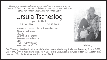 Anzeige von Ursula Tscheslog von MGO