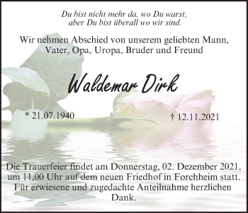 Anzeige von Waldemar Dirk von MGO