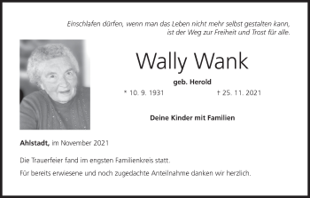 Anzeige von Wally Wank von MGO