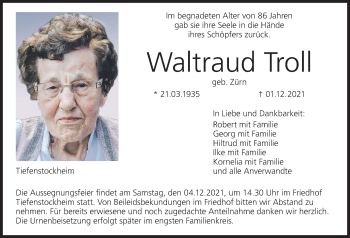 Anzeige von Waltraud Troll von MGO