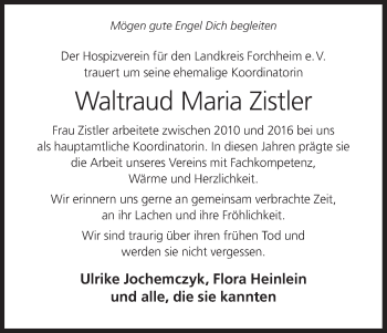 Anzeige von Waltraud Maria Zistler von MGO