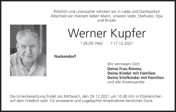 Anzeige von Werner Kupfer von MGO