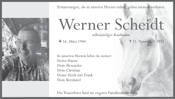 Anzeige von Werner Scheidt von MGO