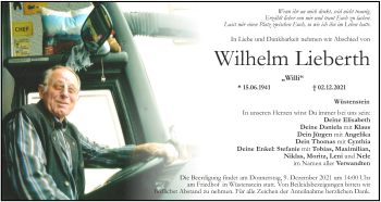 Anzeige von Wilhelm Lieberth von MGO