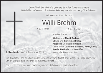 Anzeige von Willi Brehm von MGO