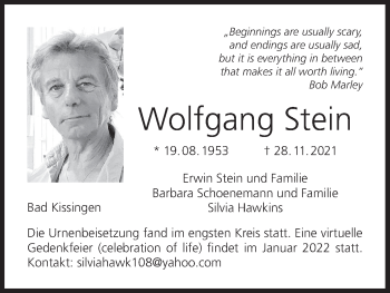 Anzeige von Wolfgang Stein von MGO