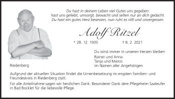 Anzeige von Adolf Ritzel von MGO