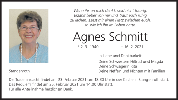 Anzeige von Agnes Schmitt von MGO
