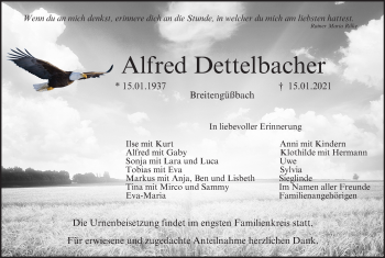 Anzeige von Alfred Dettelbacher von MGO