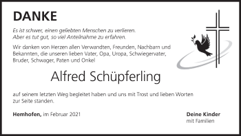 Anzeige von Alfred Schüpferling von MGO