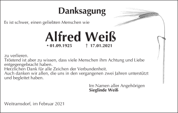 Anzeige von Alfred Weiß von MGO