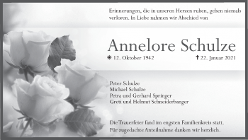 Anzeige von Annelore Schulze von MGO
