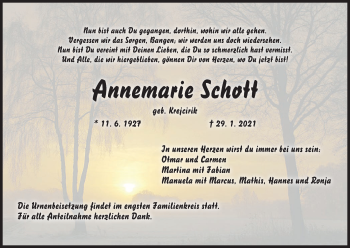 Anzeige von Annemarie Schott von MGO