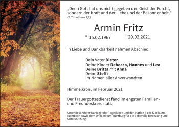 Anzeige von Armin Fritz von MGO