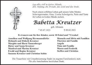 Anzeige von Babetta Kreutzer von MGO