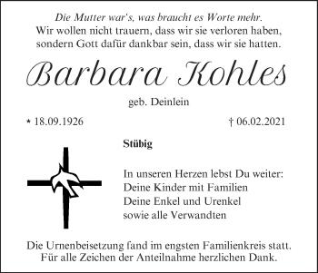 Anzeige von Barbara Kohles von MGO