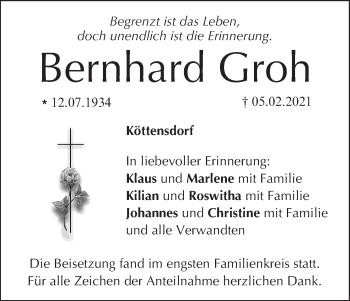 Anzeige von Bernhard Groh von MGO