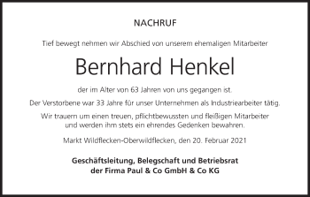 Anzeige von Bernhard Henkel von MGO