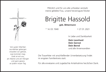 Anzeige von Brigitte Hassold von MGO