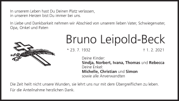 Anzeige von Bruno Leipold-Beck von MGO