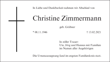 Anzeige von Christine Zimmermann von MGO