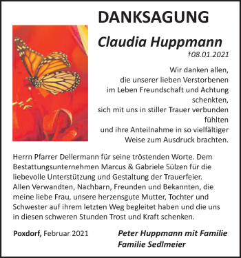 Anzeige von Claudia Huppmann von MGO