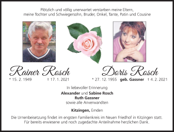 Anzeige von Doris Rosch von MGO
