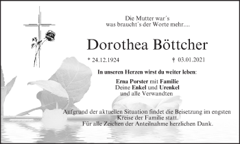 Anzeige von Dorothea Böttcher von MGO