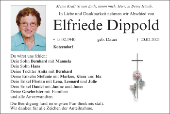 Anzeige von Elfriede Dippold von MGO