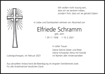 Anzeige von Elfriede Schramm von MGO
