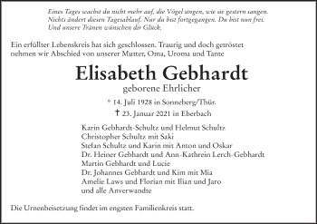 Anzeige von Elisabeth Gebhardt von MGO