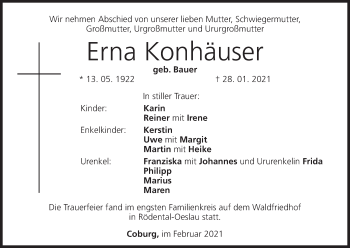 Anzeige von Erna Konhäuser von MGO