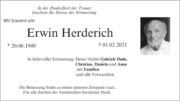 Anzeige von Erwin Herderich von MGO