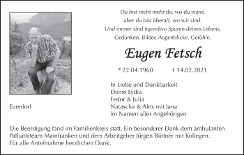 Anzeige von Eugen Fetsch von MGO