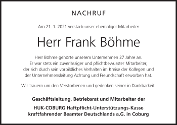 Anzeige von Frank Böhme von MGO