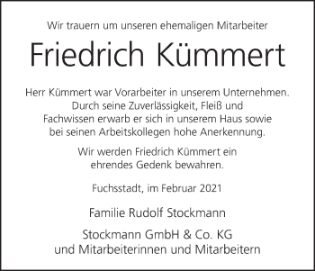 Anzeige von Friedrich Kümmert von MGO