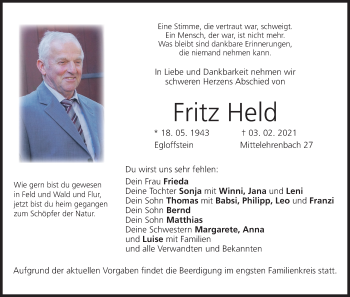 Anzeige von Fritz Held von MGO