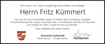 Anzeige von Fritz Kümmert von MGO