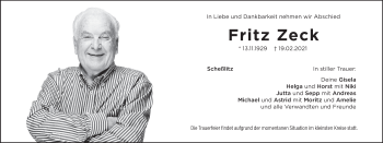 Anzeige von Fritz Zeck von MGO
